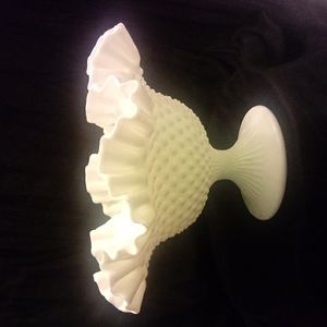 Milk glass pedistool dish